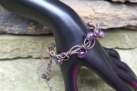 Amethyst Kupfer Armband Unter Draht Gewickelt Armband Etsy