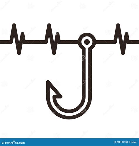 Fishing Hook Heartbeat, Fisherman Symbol Stock Vector - Illustration of