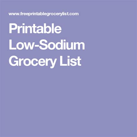 Printable Low Sodium Grocery List