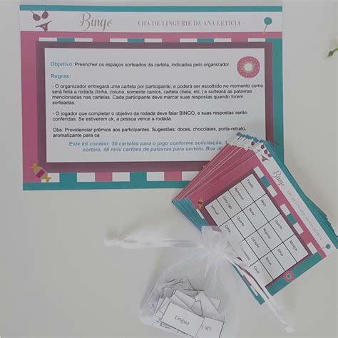 Brincadeira Bingo para Chá de Lingerie Candy Colors Shopee Brasil