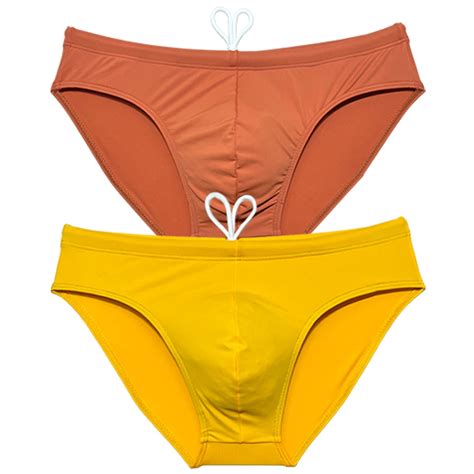 Botmois Pack Beach Brief Men S Swimwear Drawstring Male Low Rise Swim Bikini Enhancing Pouch