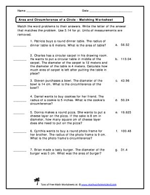 Circumference Word Problems Worksheet Pdf Complete With Ease