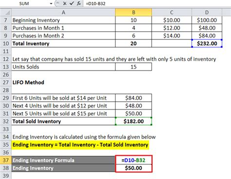 Inventory Formula Inventory Calculator Excel Template