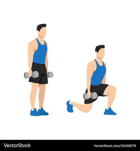 Man doing dumbbell lunges set Royalty Free Vector Image