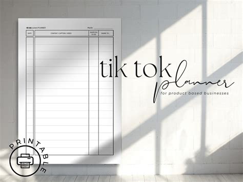 Tik Tok Planner Tiktok Content Planner Social Media Post Etsy