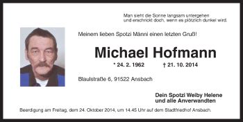 Traueranzeigen Von Michael Hofmann Trauer Flz De