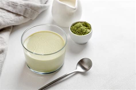 Premium Photo One Matcha Tea Panna Cotta Dessert In A Glass With