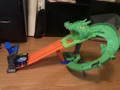 Hot Wheels Monster Trucks Sharks Vs Dinos Dragon Destruction Playset And 2 Toy Trucks Target