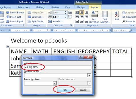 Total In Word Table Printable Templates