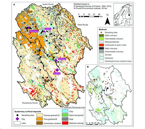 A Map Showing The Location Inset A The Surficial Geology And