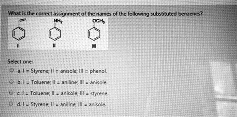 Solved What Is The Correct Assignment Of The Names Of The Following