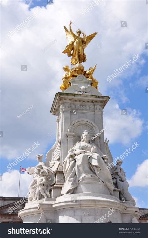 Victoria Monument On Buckingham Palace Roundabout In London England