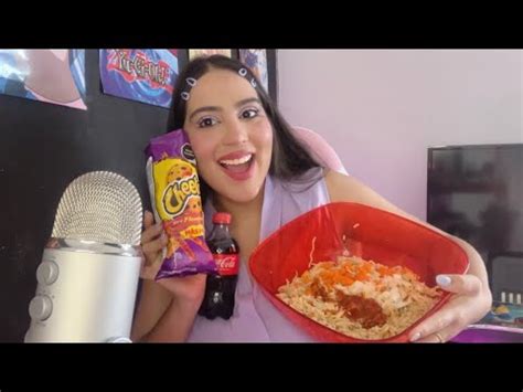 Asmr Comiendo Maruchan Y Cheetos Flaming Hot Y Alma De Esquites Eating Sounds Youtube