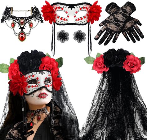 Amazon Tigeen Pcs Day Of The Dead Costume Accessories Set