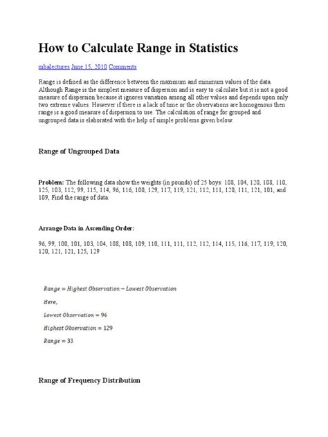 How To Calculate Range in Statistics | Download Free PDF | Quartile | Statistical Analysis