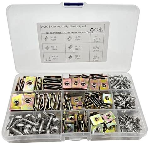 NICAVKIT Set Di 200 Assortimento Di Dadi E Viti Per Carrozzeria Nr 6 8