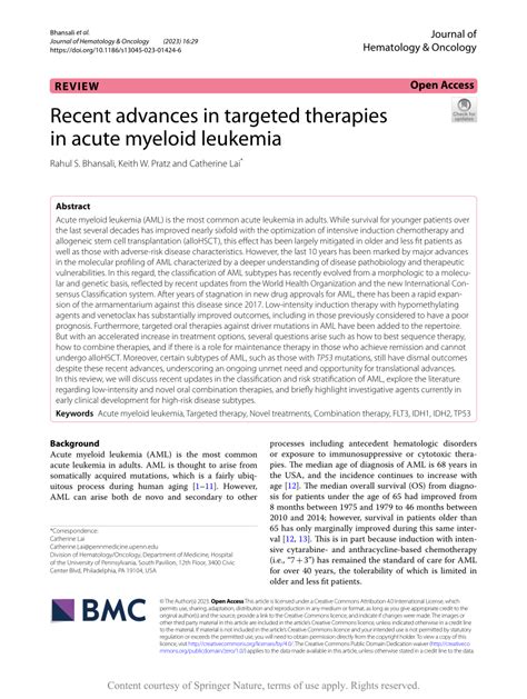 Pdf Recent Advances In Targeted Therapies In Acute Myeloid Leukemia