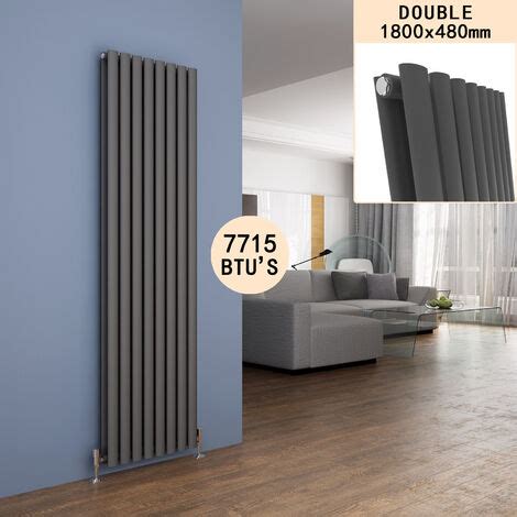 ELEGANT 1800 x 480 Anthracite Vertical Radiator Double Modern Oval ...