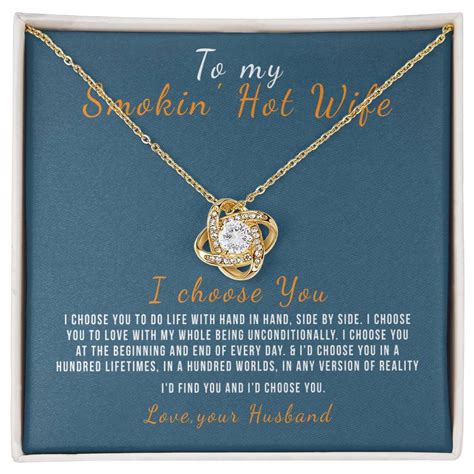 To My Smokin S Hot Wife Love Knot Necklace K White Gold K Yellow Gold Gift Box