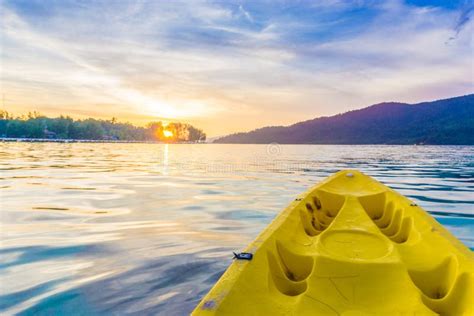 Kayaking at the Tropical Beach with Beautiful Sunset Stock Photo ...