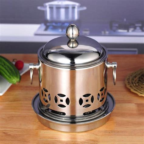 Buy Silnovo Stainless Steel Shabu Shabu Cookware Hot Pot With Alcohol Burner Lid Silver Online
