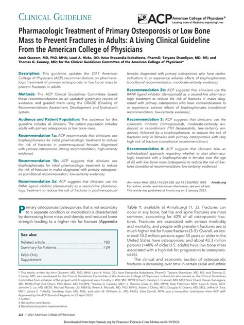 Pharmacologic Tx Of Primary Osteoporosis Or Low Bone Mass To Prevent