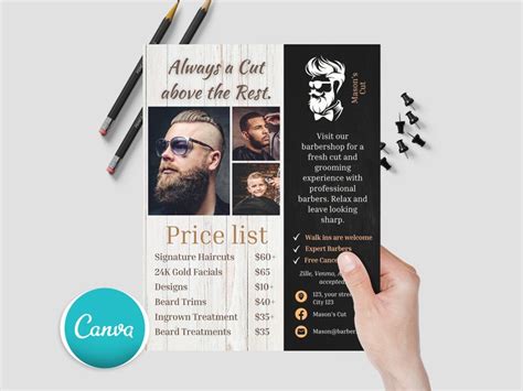 Barbershop Flyer Barbershop Template Diy Canva Hair Salon Template