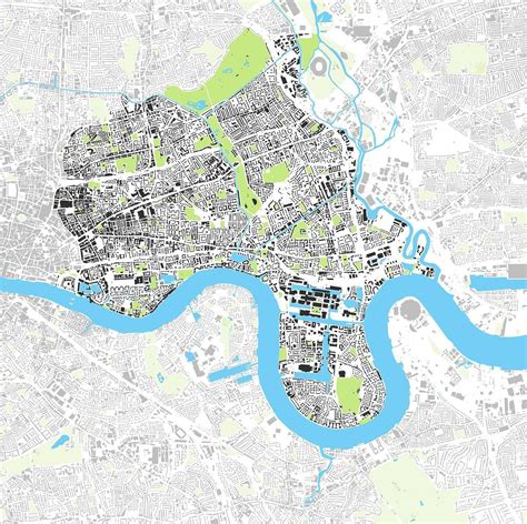 A Map Of The City Of London With Rivers