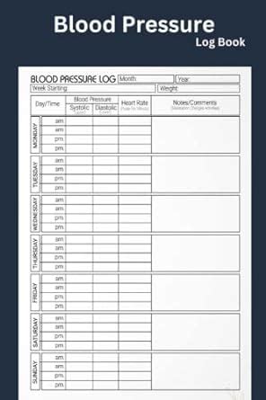 Blood Pressure Log Book Simple Daily Blood Pressure Log For Record And