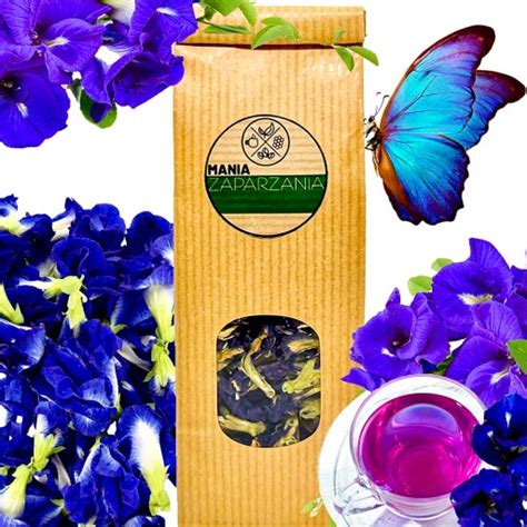 Kwiaty Suszone Klitoria Jadalne Niebieka Butterfly Pea Tea Kolory