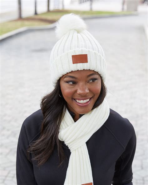 Leeman Knit Beanie With Fur Pom Pom Alphabroder