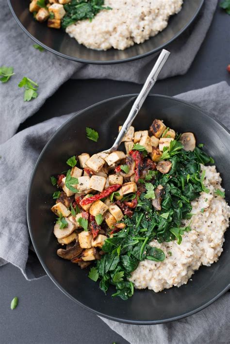 Savory Oatmeal With Spinach Mushrooms And Tofu Sharon Palmer The