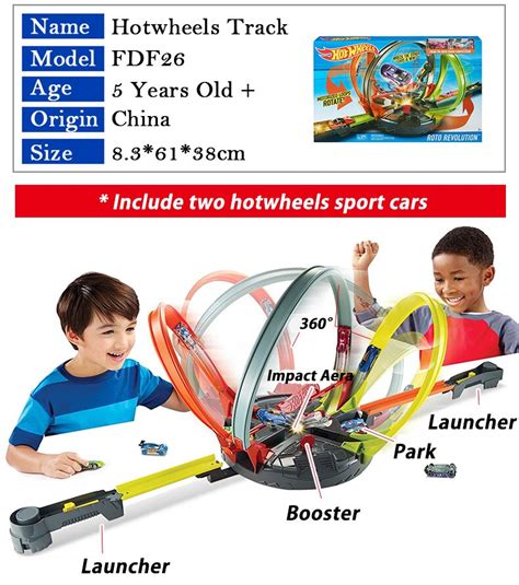 Hot Wheels Car Series Toys Roto Revolution Track Set Fast Racing Metal Cars Plastic Track Safe