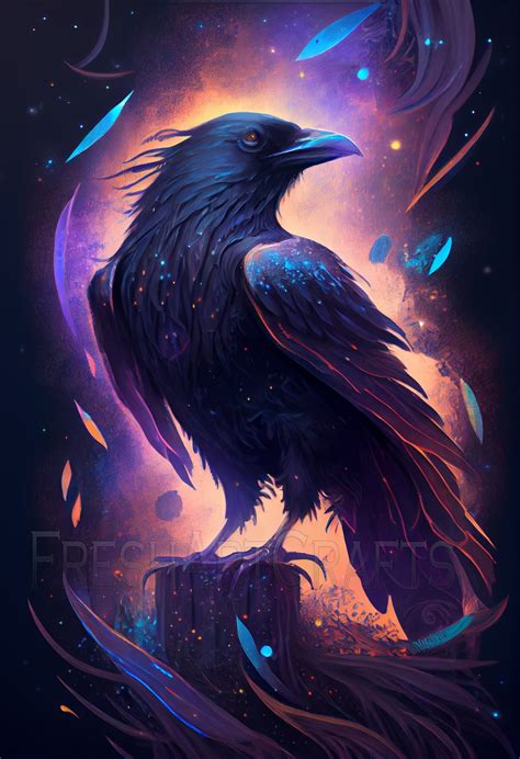 Cosmic Raven Wall Art Space Raven Art Raven Digital Art Print