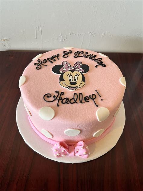 Pink And White Polka Dot Minnie Mouse 3rd Birthday Cake Adrienne And Co