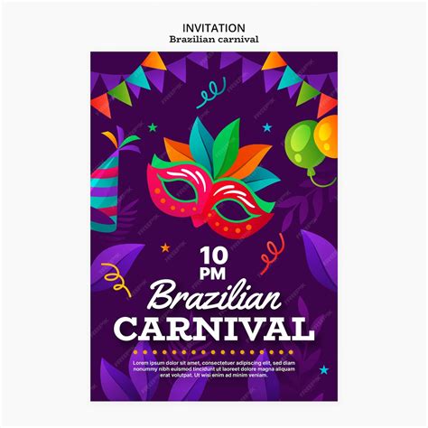 Convite Para O Carnaval - Modelo de convite para a celebração do carnaval brasileiro | PSD Grátis