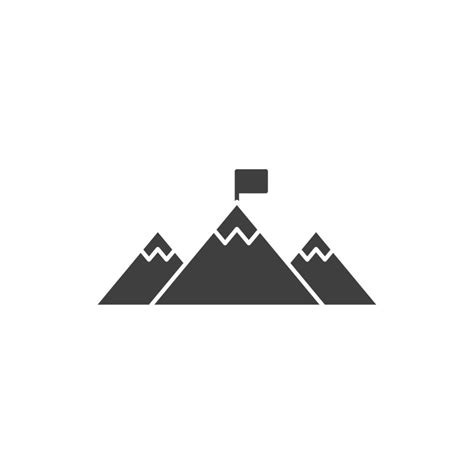 Vector sign of the Mountain with flag symbol is isolated on a white ...