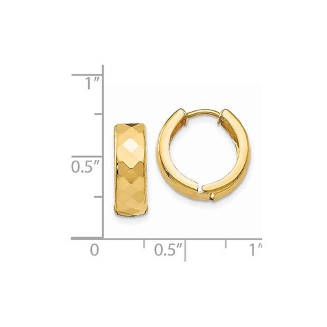 14k Tri Color Polished Gold Textured Hinged Hoop Earrings Measures