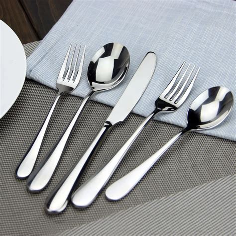 Cutlery 1set 5 Pcs Dinner Set Stainless Steel Flatware Knife Fork Spoon