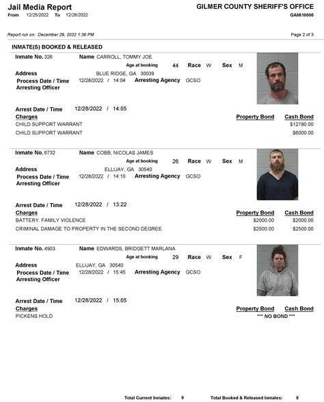 Gilmer County Sheriffs Office Arrest Report 12 21 12 28 2022