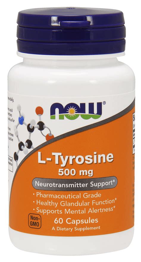 L-Tyrosine Supplement 500 mg - 60 Capsules, NOW Foods - Discount ...