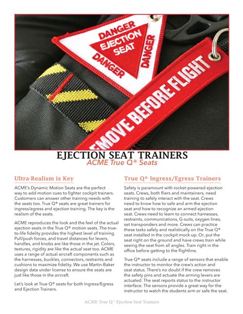 Ejection Seat Trainers Acme True Q® Seats Docslib