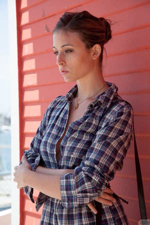 Cute Brunette Posing In A Checked Dress Outdoors And In XXX Dessert