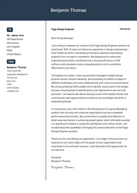 Fqga Design Engineer Cover Letter Examples And Templates For