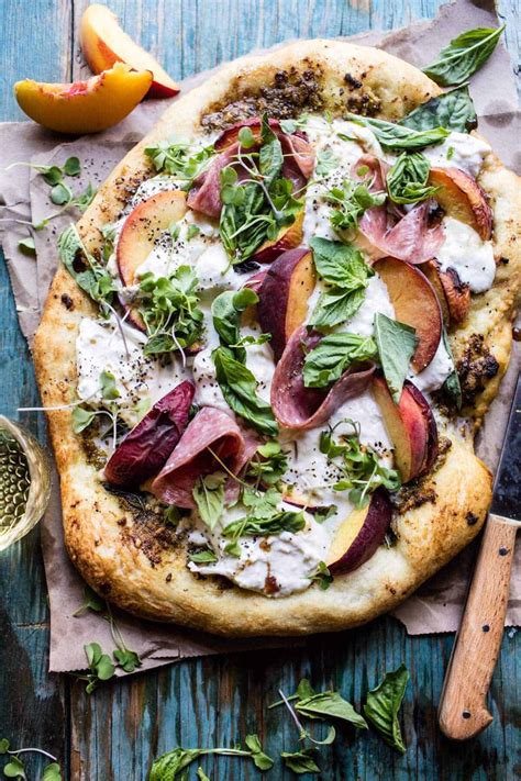 Peach Burrata Pizza With Honey Balsamic Recipe Recipes Peach