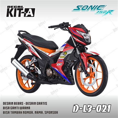 Jual Decal Sticker Motor Sonic Warna Merah Putih Lis Biru L Di