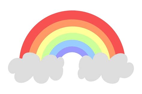 Premium Vector Colorful Rainbow With White Clouds Rainbow Vector Icon