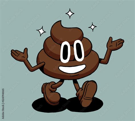 Poo character. Shit dude walking shrugging and smiling isolated. Stock Vector | Adobe Stock