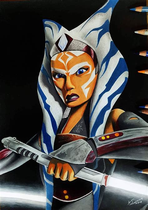 Ahsoka Tano Star Wars Drawings Star Wars Artwork Star Wars Cards