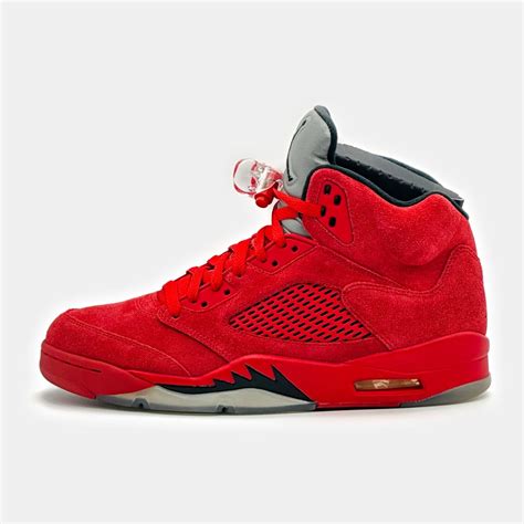 136027 602 Nike Air Jordan 5 High Retro University Red Suede Black Silver Grey Ebay